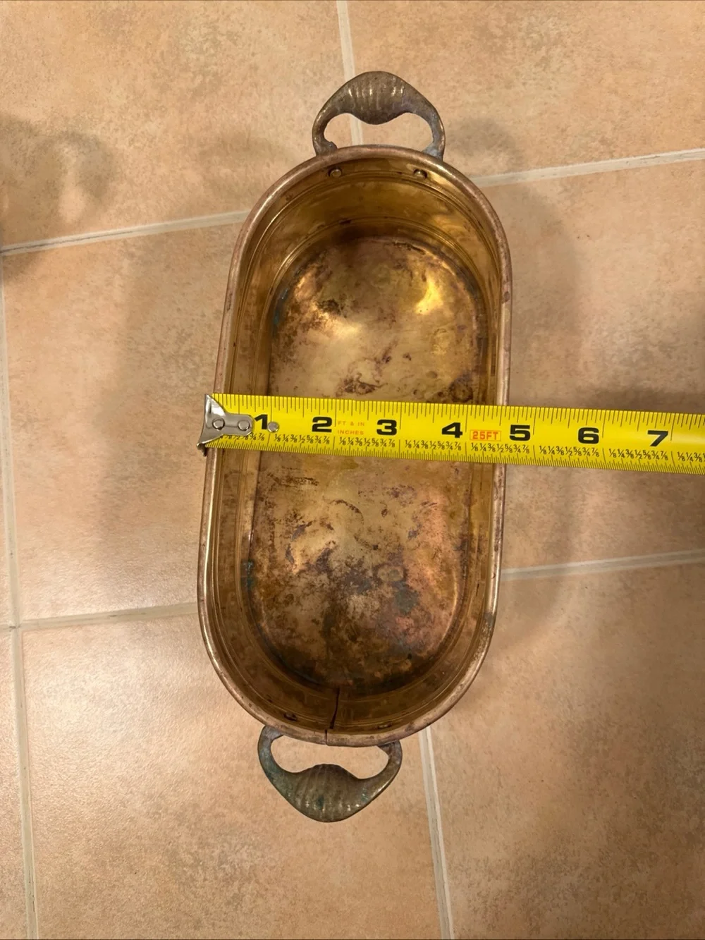 2 Vintage Brass Planters  W/Handles & Jewels Along The Side